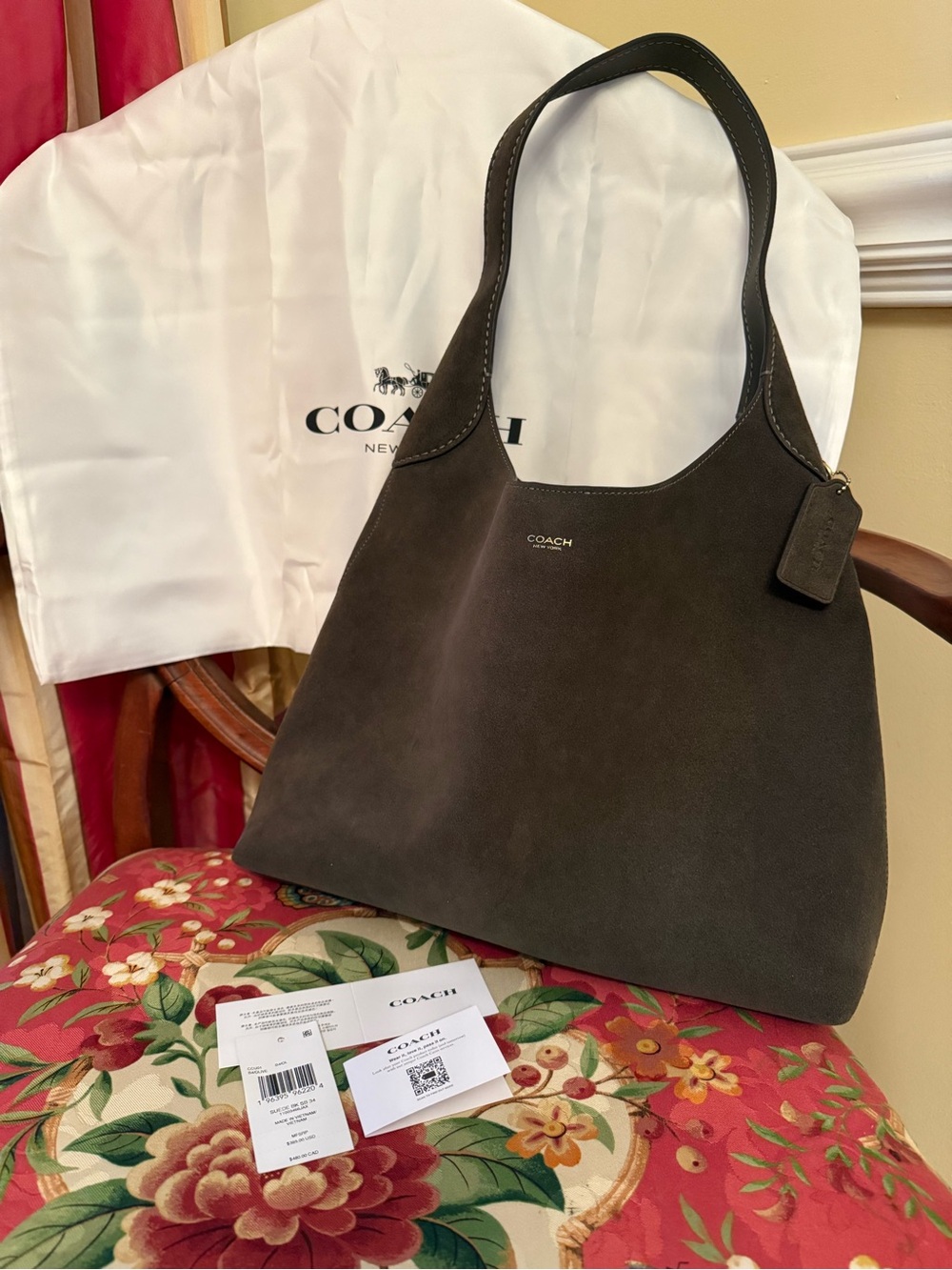 Coach Olive Suede Brooklyn 34,Shoulder Bag